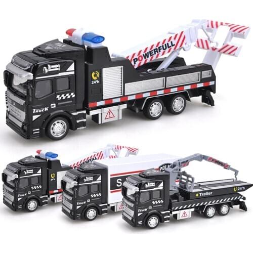 15 Kinds 19CM Crane Trailer Tow Truck Toy Flatbed Police Car Model 1:48 Pull Back Alloy Diecasts Toys Vehicles for Children Y049