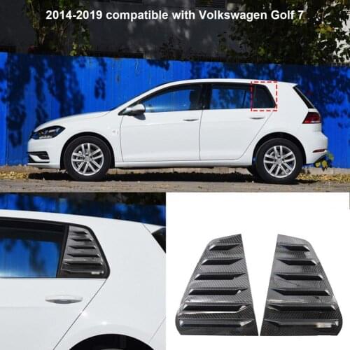 2Pcs Rear Side Window Louvers Wear-resistant Carbon Grain Window Scoops Vent Cover Easy to Install for VW Golf 7 2014-2019