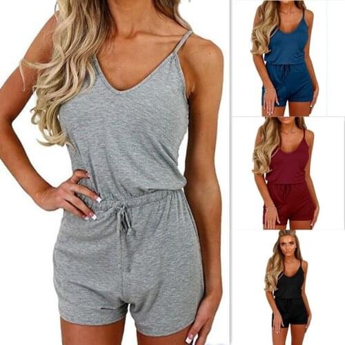 2020 Summer Women Sexy Jumpsuit Streetwear Sleeveless Bodycon Solid Sport Jumpsuits Romper Overalls For Women