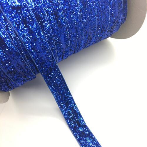 3 yards/lot 3/4"(20mm)Wide Glitter Blue Velvet Ribbon Headband Clips Bow Wedding Decoration