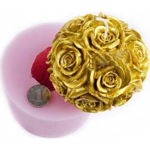 3D Large Rose Ball Chocolate Cake Mold Flower Candle Silicone Handmade Soap Resin Clay Cake Tools Moulds PRZY 001 Silica Gel