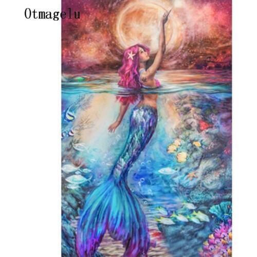 5D DIY Diamond Painting Full Square/Round Drill Comic"Mermaid" Embroidery Cross Stitch Living Room Bedroom Home Decor Gift