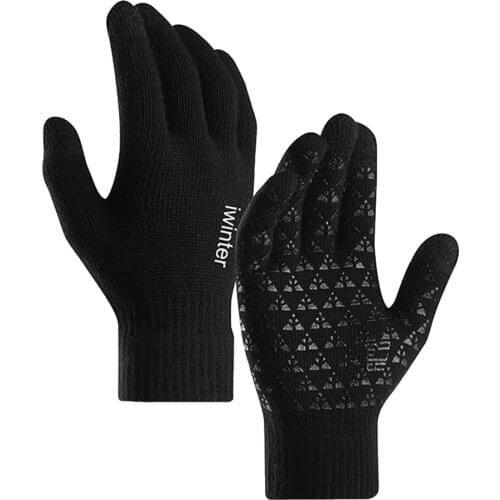 6 Colors Knitting Touch Screen Gloves Mens Autumn Winter Unisex Warm Couple Models Wool Plus Velvet No-Slip Gloves Dropshipping