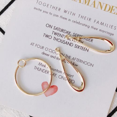 6pieces / lot AollyRoundWater drop shape k goldbead caps earings fashion connectors for jewelry makingleather corddiy earrings