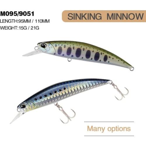 95mm 15g Rockfishing Fishing Lures CrankBait Wobblers Artificial Bait for Sinking Minnow Bass Perch Pike Salmon Trout