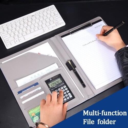A4 File Folder Multi-function Pu File Folders Document Organizer With 8-digit Calculator Storage Bag Business Office Supplies