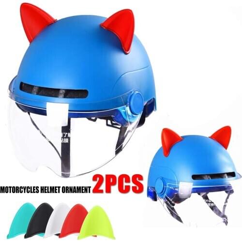 2Pcs/set Car Motorcycle Helmet Cat Ears Motocross Full Face Off Road Helmet Decoration 6 Colors Car Accessories Sticker Styling