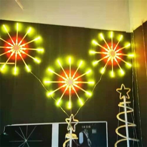 DIY Firework Fairy Lights With Remote Control Dia60CM RGB Hanging Starburst Lamp Fan Christmas Garland Twinkle String Light