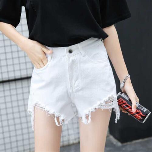 Denim shorts womens all-around jeans womens new summer 2019 hole Korean slim curly hot pants