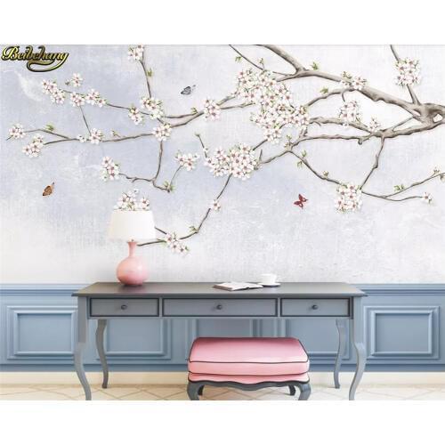 Beibehang Custom photo wallpaper mural retro Nordic hand-painted watercolor tree branches floral background wall papel de parede