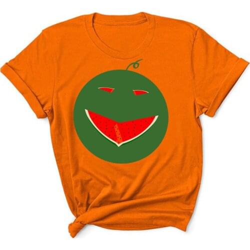 Watermelon smiley Woman Print Harajuku Summer Tshirts Casual Round Neck Short Slee Top Tee Shirt TX9337