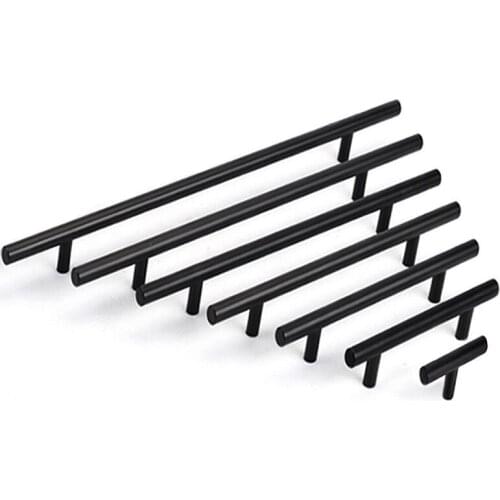 T-type Cabinet Pulls Matte Black Stainless Steel Kitchen Cupboard Handles Cabinet Handles Hole Center 2 4 6 8 10 12 Inch