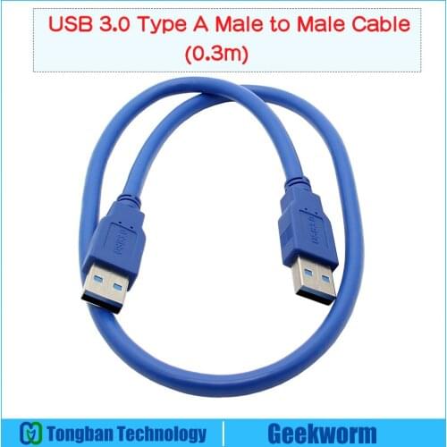 USB 3.0 Type A Male to Type A Male Cable, Double USB3 Extension Cable, Fast Speed USB3.0 Data Transfer Cable (0.3M/0.6M)