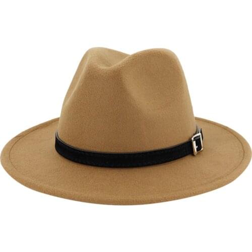 Classic British Fedora Hat Men & Women Jazz Hat Vintage Fashion Wide Hat With Belt Buckle Adjustable Outbacks Hats#P2