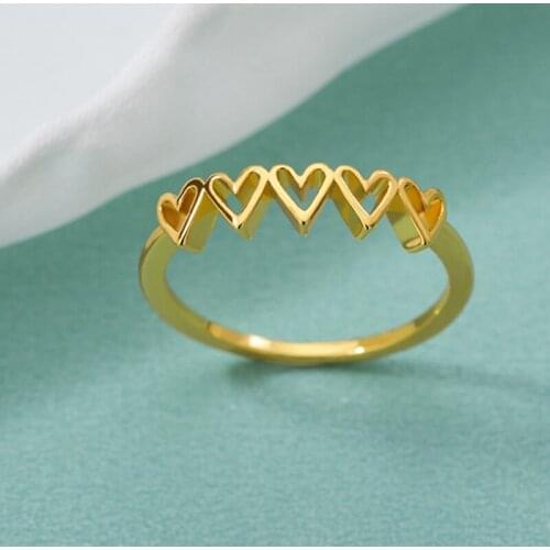 Korean Hollow Heart-shaped Rings for Women Stainless Steel Love Sweet Gold Silver Colour Wide Bague for Teens Girls Charm Bijoux