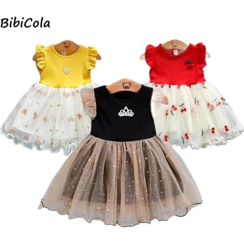 Girls summer dress kids fashion sleeveless dress children birthday party dresses clothing for baby girls cute mesh dress 2-7T