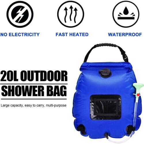 Water Bags 20L Outdoor Camping Hiking Solar Shower Bag Heating Camping Shower Climbing Hydration Bag Hose Switchable Shower Head