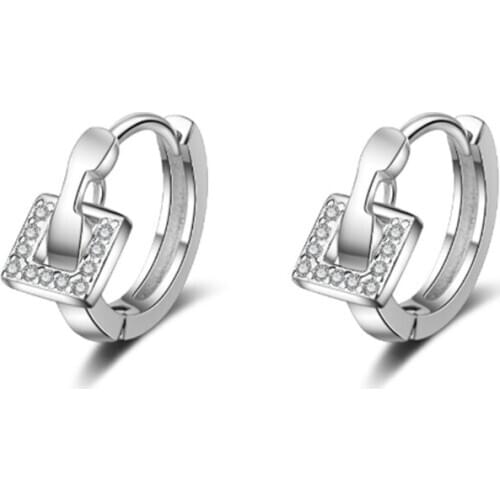 Japanese and Korean style fashion hollow square temperament trend geometry cold wind silver plated ear ring YE002