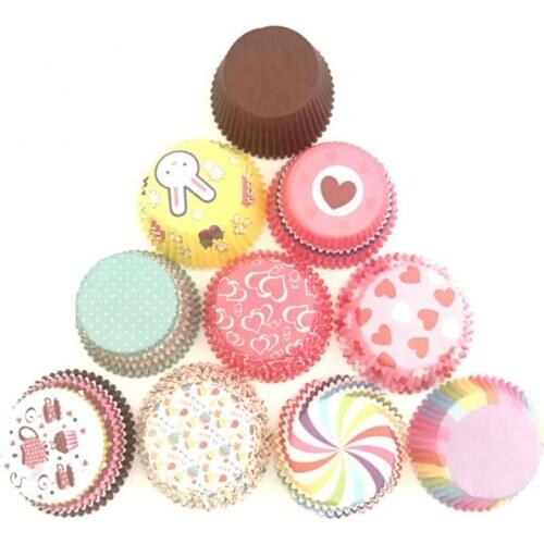 New 100pcs Baking Mold Paper Rainbow Cake Cup Baking Muffin Cup Case Cute Party Decor Kitchen Bakeware Cake Moulds Tool