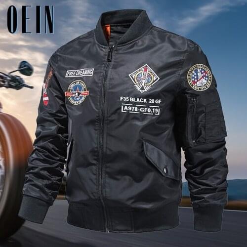 OEIN 2021 Vintage Pilot Bomber Flight Jacket Men Autumn Air Force Mens Clothes Brands Winter Army MA1 Jackets Embroidery Coats