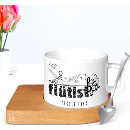 Personalized Professional Flutists Wood Altlıklı Ceramic Cup-1