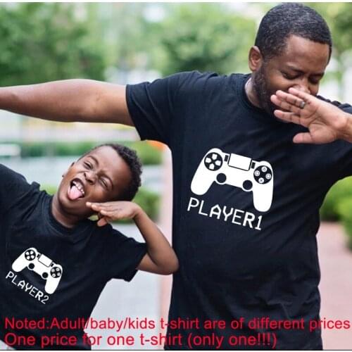 Player1 Player2 Player3 Matching Family Clothes Father Mother Kids T Shirts Dad Boy Match Top Players Tees Family Look Clothes