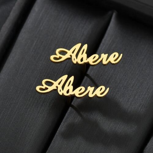 Custom Name Stud Earrings Stainless Steel Personalized Letter Zodiac Earrings Female Customize Initial Cursive Nameplate Gifts