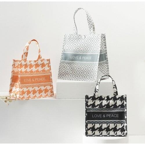 Portable Lunch Bag Large Capacity Insulated Meal Bag Shopping Bag Storage Box Outdoor Food Storage Cotton and Linen Lunch Bag