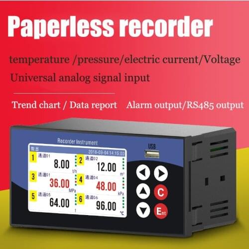 High precision paperless temperatur recorder pressure humidity Voltage Trend chart Data report RS485 PT100 4-20mA Analog signal