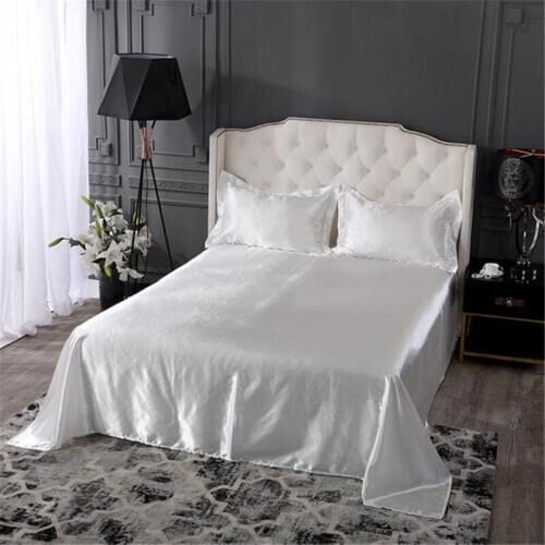 Summer Bedsheet Solid Color Ice Silk Sheets Soft Silky Comfortable Hygroscopic Breathable Home Hotel Spring Autumn Bed Sheets