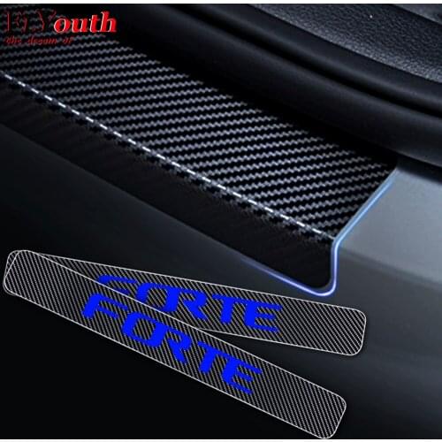 Car Styling 4PCS Carbon Fiber Vinyl Sticker Car Door Sill Scuff Plate For KIA FORTE Door Threshold Plate Auto Parts Accessories