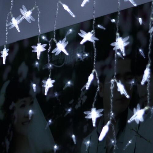 4m 100 Dragonfly LED Curtain Lights Christmas Icicle String Navidad Lamp For Party Home Bedroom Decoration