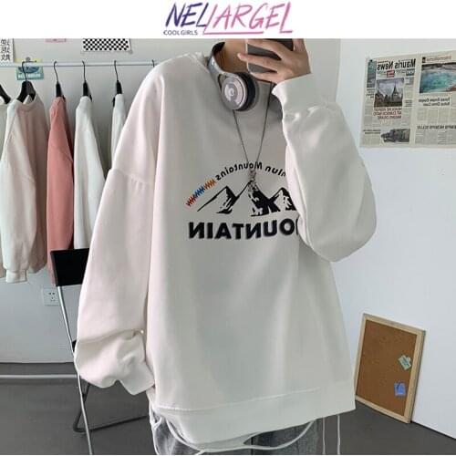 NELLARGEL Women Graphic Mountain Letter Y2k Hoodie 2021 Female Harajuku Korean Fashion Sweatshirts Girl Streetwear Causal Hoodie