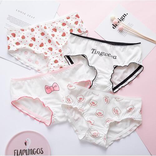 4PCS/lot Girl Panties Girl Underwear Cartoon Panties Bowknot Briefs Cotton Lingerie Soft Comfortable Lovely Panty