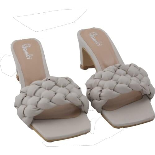 Square Low Heel Woman Sandals 2021 Summer Shoes Weave Open Toe Fashion Sandals Women Heels Leather Casual Outside Baech Shoes