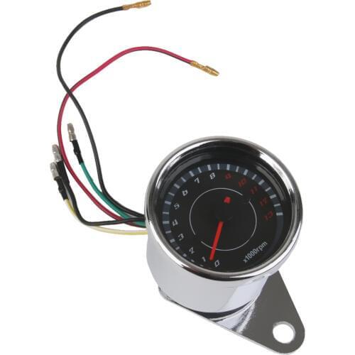 Universal Silver Metal Motorcycle Tachometer Tach Meter Gauge 0-13000 RPM