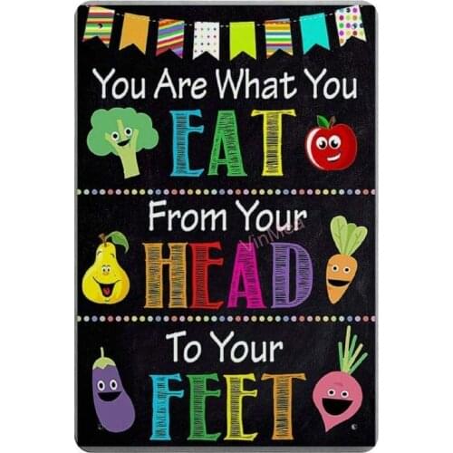 You are What Yo Eat from Your Head to Your Feet Retro Metal Tin Sign Plaque Poster Wall Decor Art Shabby Chic Gift