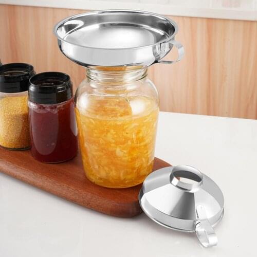 Wide Mouth Liquid Funne For Jars Stainless Steel Canning Funnels Home Wide Mouth Filter For Oil Wine Spices Kitchen Tool Supplie