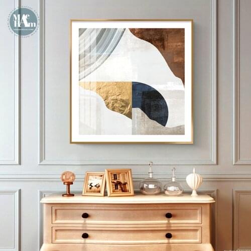 Golden Abstract Canvas Print Paintings square gold foil Poster Wall Art Pictures on Canvas Living Room Office Home Decor