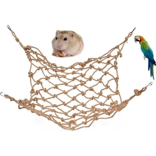 1 pcs 30x20cm Parrot Hamster Sugar Glider Hemp Rope Climbing Net Hammock Hanging Toy Bed Tunnel Cage Small Pet Bird Supply