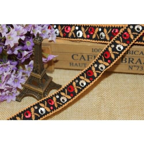 10yards/lot wide 2cm Woven Jacquard Ribbon flowers design clothing accessory LS-0013