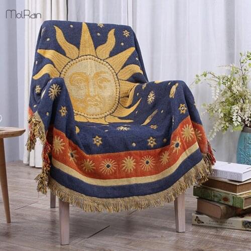 130*180cm Throw Blankets for Beds Chair Knitted India Style Sun Mandala Blanket for Sofa Winter Sofa Cover Warm Decorative Home