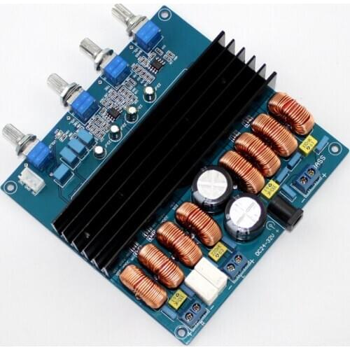 2*100W+200W TDA7498 power stereo subwoofer amplifier board audio 2.1 Class D Hifi TL072 preamplifier 2*2200UF amp for speakers