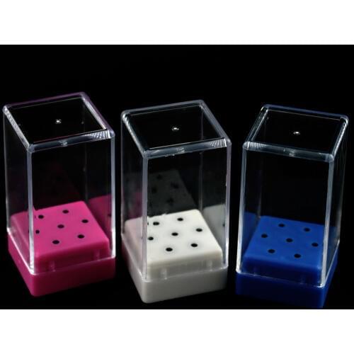 3 Type 7 Slots Holes Nail Drill Bit Holder Acrylic Clear Plastic Display for Electric Manicure Burr Exhibition Tools Nail Box