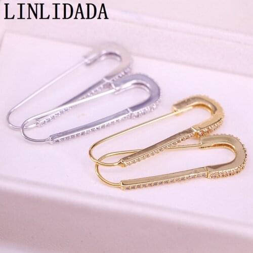 5Pair Fashion Paperclip Safety Pin Star Micro Pave cubic zirconia Sparking Earrings for Women Elegant Earrings Jewelry