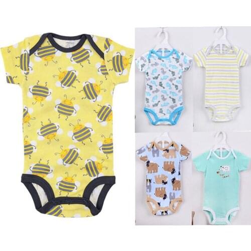 5pcs Newborns Rompers Jumpsuit Clothing Short Sleeve High Quality Boys Bodysuit Playsuit Cotton O-Neck infant Clothes Play Mats