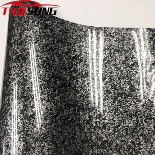 50cmx200cm/300cm/500cm Forged Gloss Silver Carbon Vinyl Wrap Car Wrapping Covering Foil Sticker with Air Bubbles Free