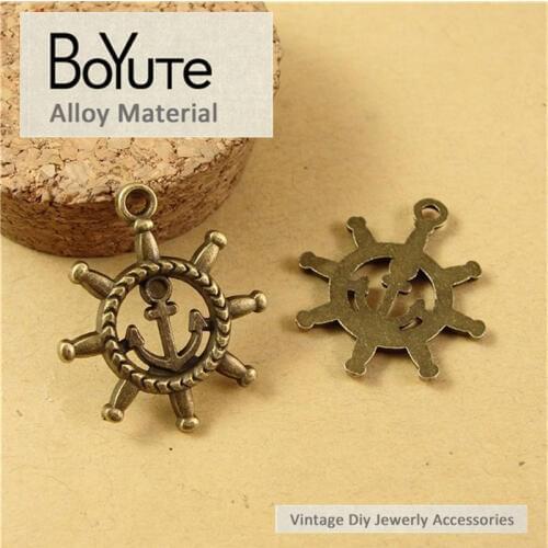 BoYuTe (50 Pieces/Lot) 27*23MM Vintage Style Zinc Alloy Materials Antique Bronze Plated Pendant Anchor Charms Jewelry Making