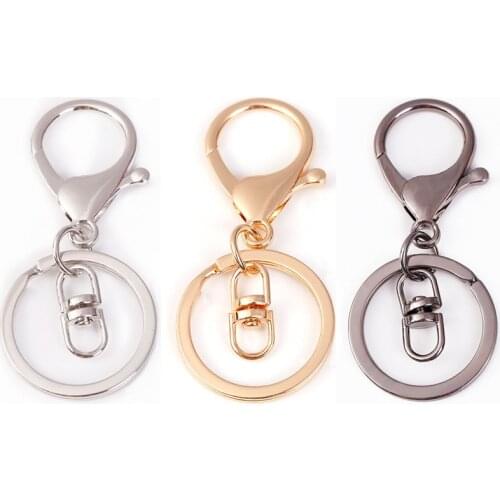 5pcs/lot Key Ring Popular classic 3 Colors Plated lobster clasp key hook chain jewelry making for keychain Bases for keychains