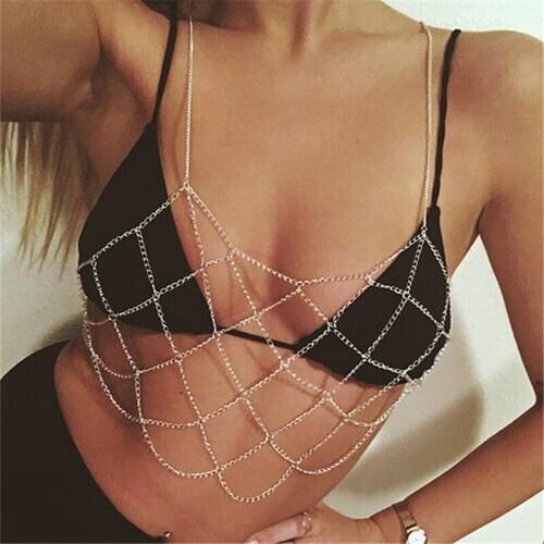 Bikini Body Chain Harness Bohemian Nightclub Chest Chain Sexy Breast Bra Maxi Necklace Women Accessories for Women Jewelry
